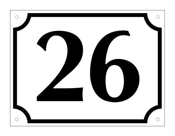 Schilder Klar Hausnummer geprägt, Ziffer: 43, schwarz/ weiß, 160x120x0.45 mm Aluminium, 3211/51.43