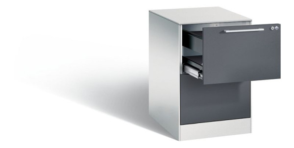 C+P Hängeregistraturschrank Asisto, H710xB440xT600mm, Farbe: Lichtgrau / Schwarzgrau, Bügelgriff, 146275-211 S10069