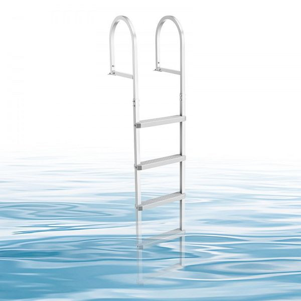 VEVOR Abnehmbare Dockleiter, 5 rutschfeste Stufen, 227kg Tragkraft, Aluminium, für Docks/ Pools/ Seen/ Yachten, Silber, MTZTCXSWPJ505EH5W001V0