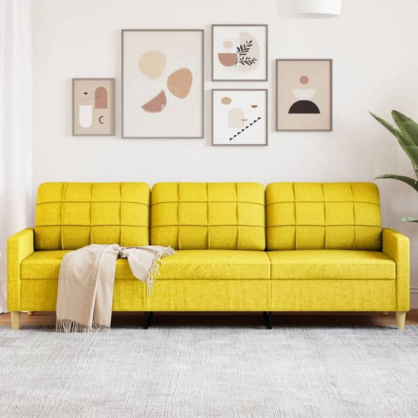 vidaXL 3-Sitzer-Sofa Hellgelb 210 cm Stoff, 4007419, 8721102596148