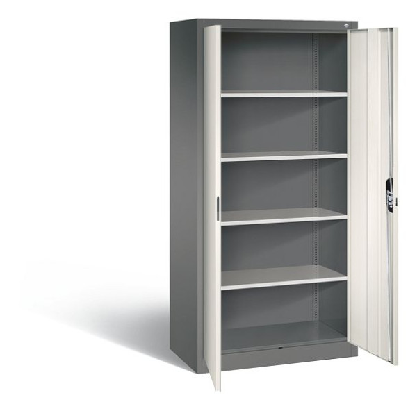 C+P Büroschrank Acurado, H1950xB930xT500mm, Farbe: Vulkangrau / Perlweiß, Muldengriff, 5 OH, 9280-000 S11007