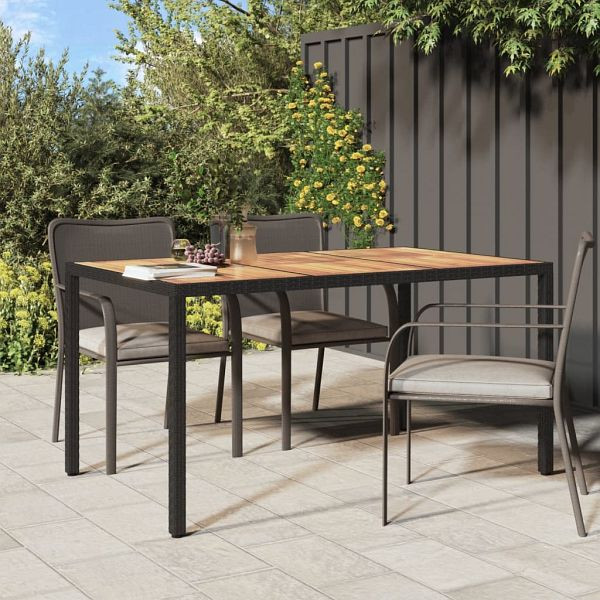 vidaXL Gartentisch 150x90x75 cm Poly Rattan und Akazienholz Schwarz, 316720