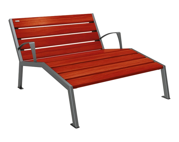 Procity Liegestuhl Silaos 1200 mm, Mit Armlehne, Holz & Stahl, Mahagoni/Procity Grau, 209643.GPRO.ACAJ