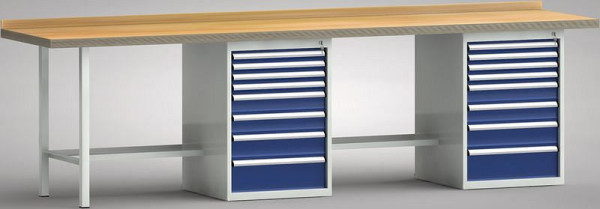 KLW Profi-Werkbank - 3000 x 700 x 905 mm L x T x H (ERGO-Version), je Arbeitsplatz rechts 4x50EA/2x100EA/125EA/175EA, WP438E-3000M45-E1730