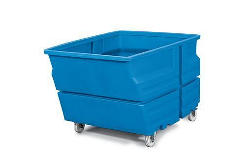 DENIOS Systembehälter aus Polyethylen (PE), mit Rollen, 600 Liter Volumen, blau, 187-011