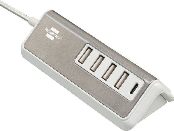 Brennenstuhl estilo USB-Multiladegerät mit 1,5m Textilkabel 4x USB + 1x USB C Power Delivery, 1508230