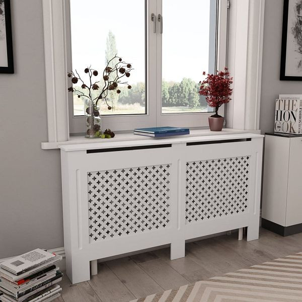 vidaXL Heizkörperabdeckung Weiß 152x19x81,5 cm MDF, 284324