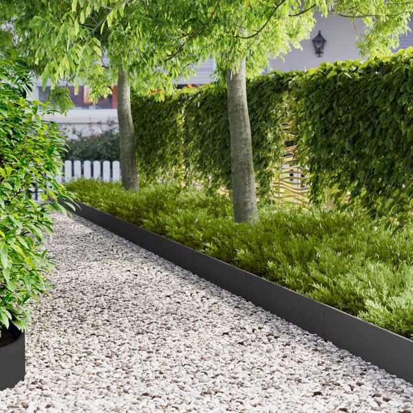 vidaXL Raseneinfassung 30-teilig 103 x 20 cm Stahl Schwarz, 8008373