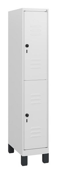 C+P Doppelstöckiger Spind Classic PLUS, Füße, 1630x300x500mm, 9016/9016, Drehriegel, 0803105-10 S10014