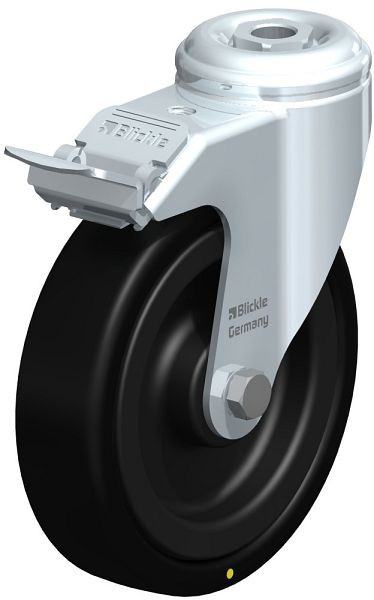 Blickle LKRA-VPA 126K-FI-EL Apparate-Lenkrolle mit Rückenloch & Feststeller, Vollgummi, Schwarz, 335885