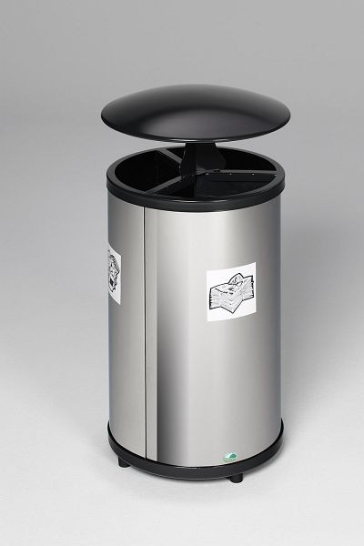 VAR Wertstoffstation 3-fach, mit Dach, VA Stahl poliert, 3667