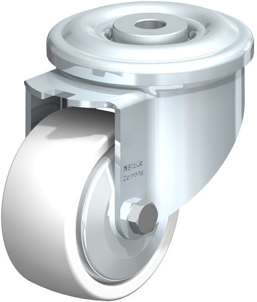 Blickle LKR-SPO 80K-FA Stahlblech-Lenkrolle, schwere Ausführung, mit Rückenloch, Polyamid, Weiß, 852869