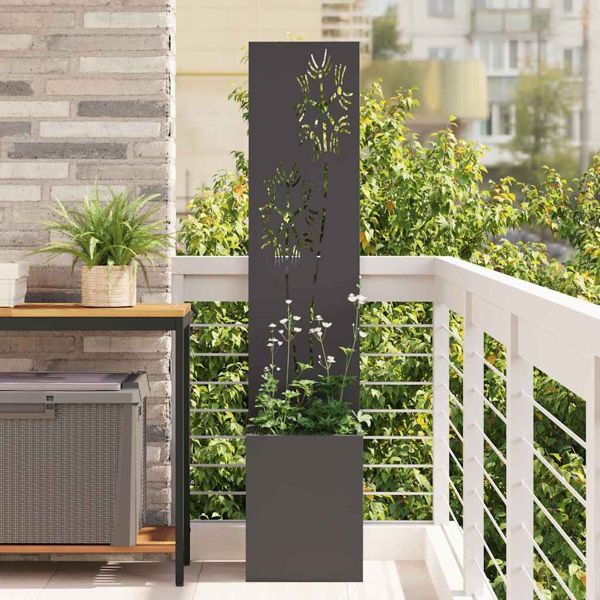 vidaXL Garten Sichtschutz-Leinwand Floral Schwarz 32 x 140 cm, 876364