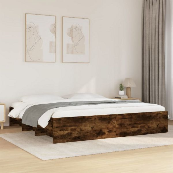 vidaXL Bettgestell Räuchereiche 180x200 cm Holzwerkstoff, 3295636