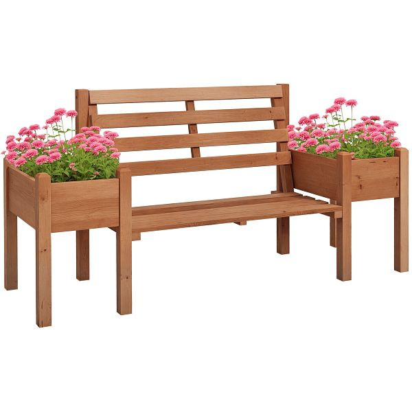 Outsunny Gartenbank Sitzbank, inkl. Pflanzkästen, Holz, 184 cm x 59 cm x 95 cm, Braun, 84G-213V00DR