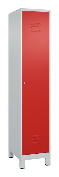 C+P Umkleidespind Classic PLUS mit Mitteltrennwand, Füße, 1950x400x500mm, 7035/3020, Zylinderschloss, 080010-12F S10020