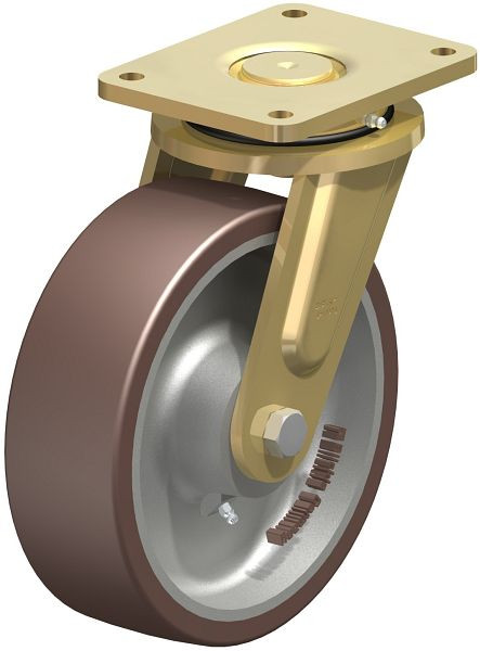 Blickle LS-GB 252K Stahlgeschweißte Schwerlast-Lenkrolle, schwere Drehkranz-Ausführung, Blickle Besthane®, Braun, 742278