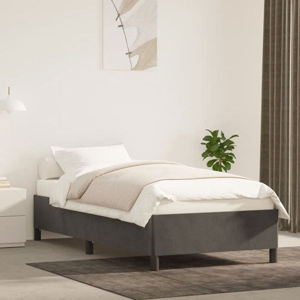 vidaXL Bettgestell Dunkelgrau 80x200 cm Samt, Material: Samt (100% Polyester), Sperrholz, Holzwerkstoff, 347289
