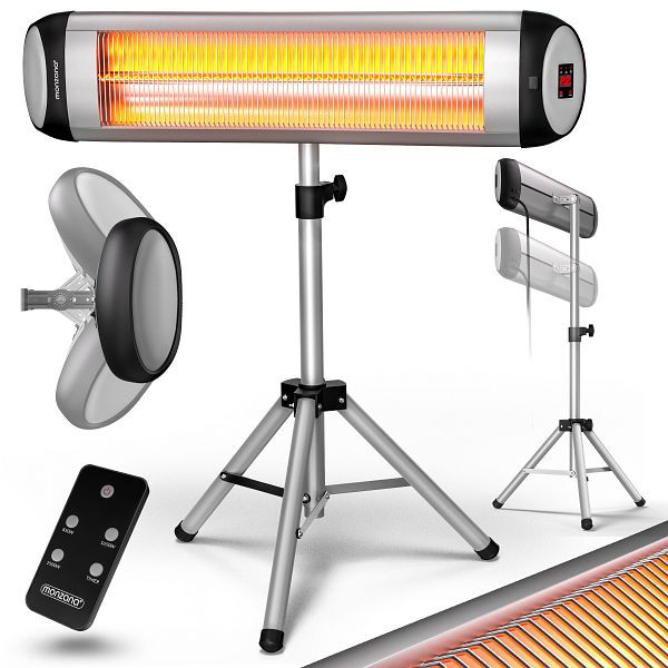 monzana Heizstrahler MZH2500 Silber 2500W 90° verstellbar mit Ständer, 109111