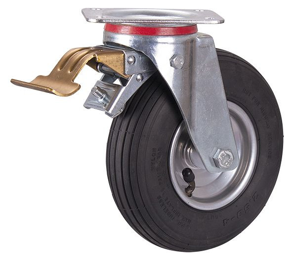 VARIOfit Bremsrolle mit Luftreifen, 230 x 65 mm, schwarz, auf Stahlfelge, dpl-230.000