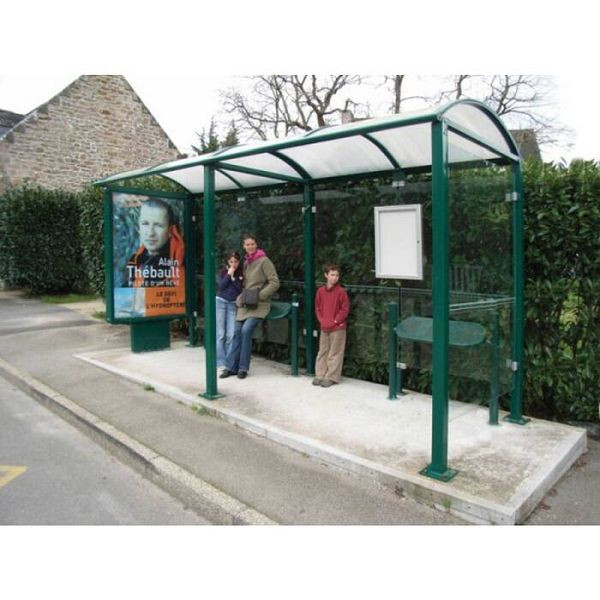 Stein HGS Wartehalle -Station-, 2 x Seitenverglasung (8 mm), Stein HGS grau, Maße (BxTxH): 5000 x 1560 x 2547 mm, 22327-09