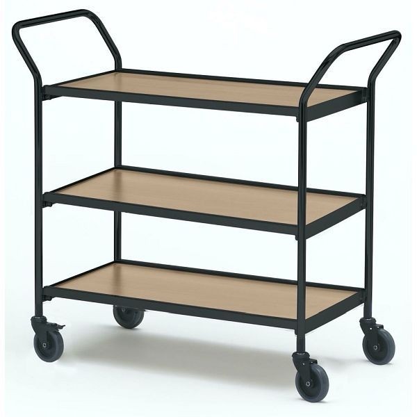 Helge Nyberg Tischwagen - Schwarz, 3 Etagen, 800x420 mm, Eiche/Birke, 24763033