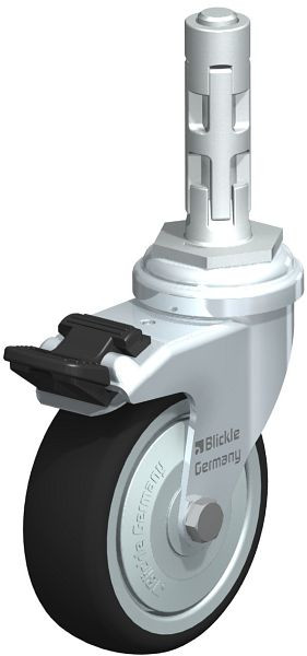 Blickle LRA-PATH 75K-FI-FK-E01 Apparate-Lenkrolle mit Expander & Feststeller, Thermoplastisches Polyurethan, Grau, 848633