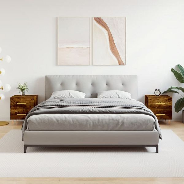 vidaXL Nachttische 2 Stück Räuchereiche 40x35x47,5 cm Holzwerkstoff, 827287