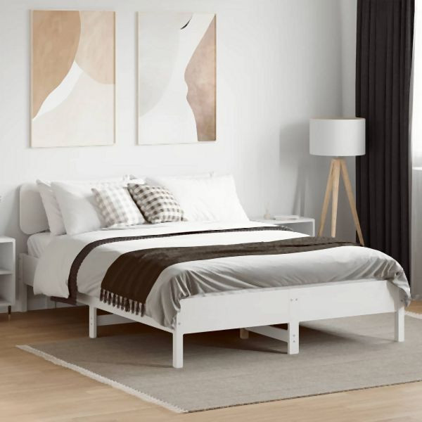 vidaXL Massivholzbett ohne Matratze Weiß 150x200 cm Kiefernholz, 3328230