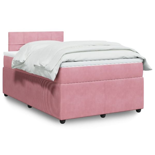 vidaXL Boxspringbett mit Matratze Rosa 120x200 cm Samt, 3290015