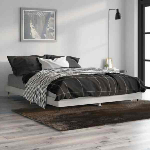 vidaXL Bettgestell Grau Sonoma 135x190 cm Holzwerkstoff, 832187