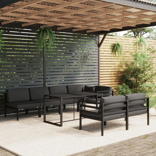 vidaXL 8-teilig Garten-Lounge-Set mit Kissen Aluminium Anthrazit, 3115928