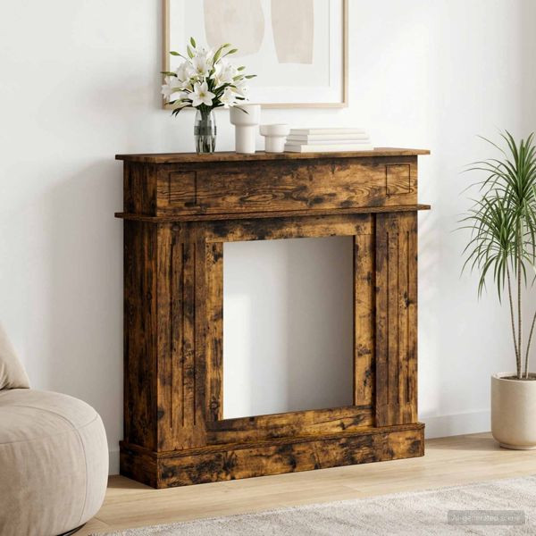 vidaXL Kaminumrandung Raucheiche 102 x 26 x 100 cm Holzwerkstoff, 8006647