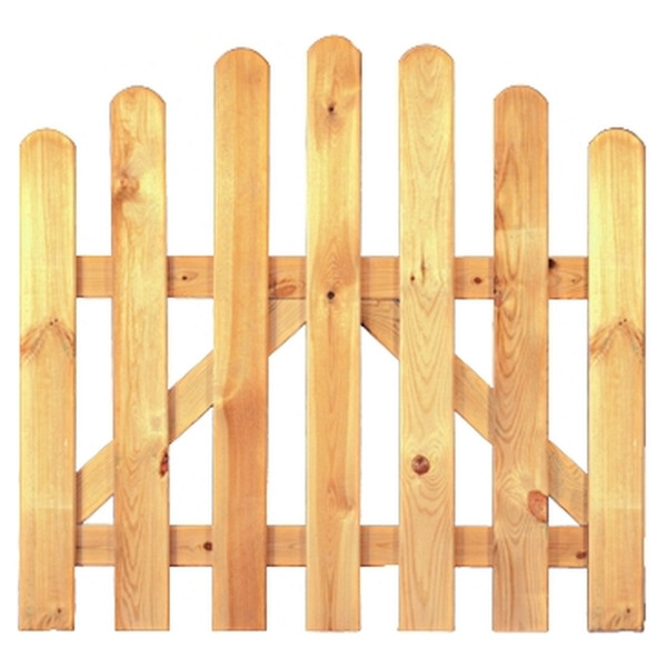 T&J HEIKO-Gartentor Bogen 100 x 80/95 cm, Latten 20/90 mm, glatt, kdi grün, Riegel 28/70 mm, ohne Beschlag, 16024