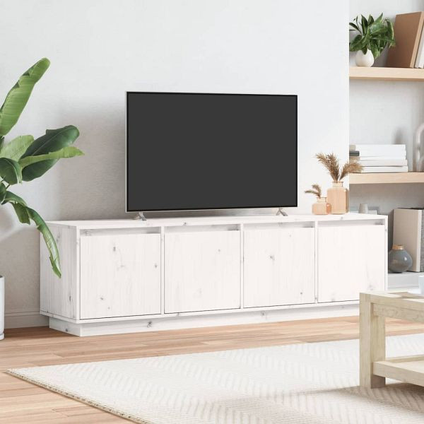 vidaXL TV-Schrank Weiß 156x37x45 cm Massivholz Kiefer, 840157