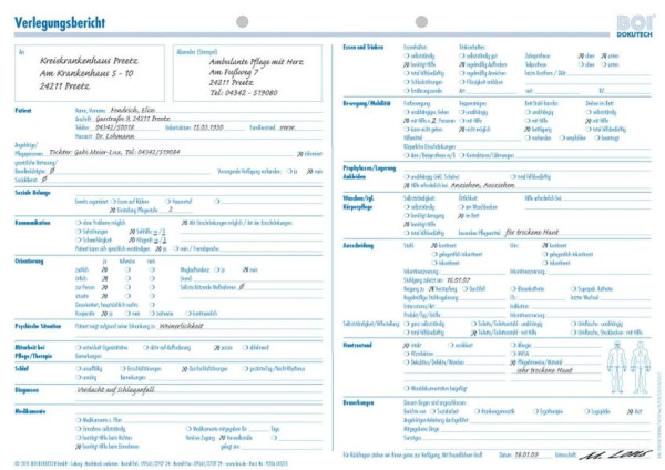 BOI Verlegungsbericht / Überleitungsbogen, VE: 50 Stück, 9206-00215