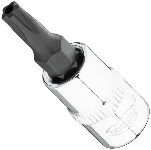 VIGOR T-Plus Schraubendreher-Einsatz, Vierkant 6,3 mm (1/4 Zoll), Innen 5-Stern Profil mit Zapfen, T25+H, V7037-IPR25