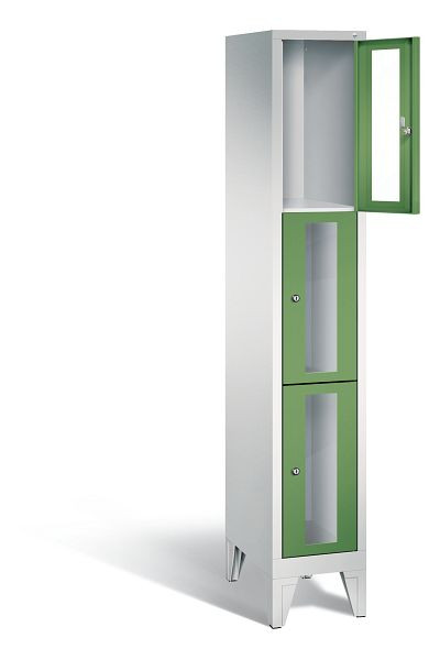 C+P Schließfachschrank Classic, H1850xB320xT500mm, Farbe: Lichtgrau / Resedagrün, 8010A103 S10004