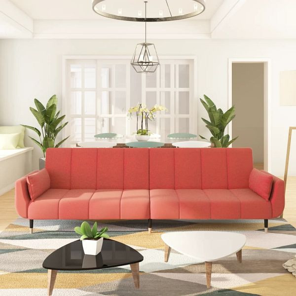 vidaXL Schlafsofa 2-Sitzer mit 2 Kissen Rosa Samt, 337586