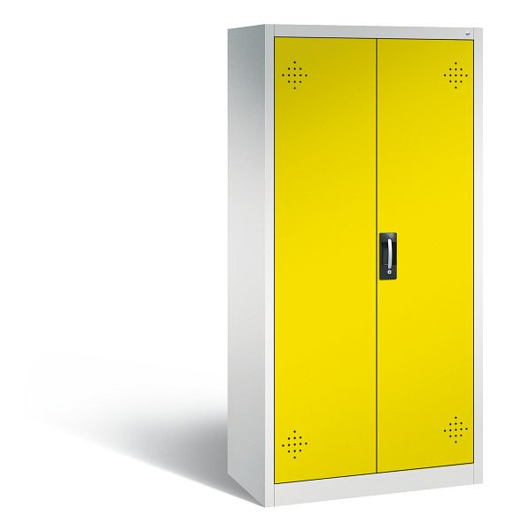 C+P Umweltschrank Acurado, H1950xB930xT500mm, Farbe: Lichtgrau / Verkehrsgelb, Muldengriff, 8921-316 S10156