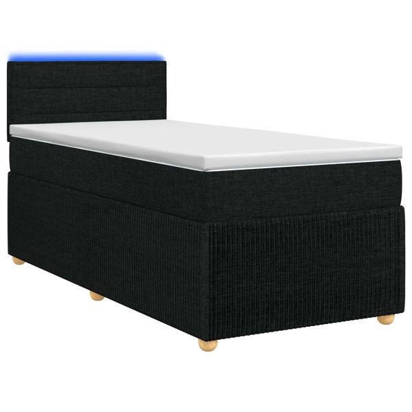 vidaXL Boxspringbett mit Matratze Schwarz 90 x 200 cm Stoff, 3452836