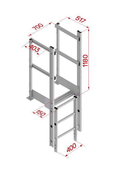 HYMER Ausstieg breit mit Handlauf, Aluminium, 0054055, 4019502348417