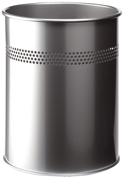 DURABLE Papierkorb Metall rund 15 Liter, P 30mm, metallic silber, 3300 23