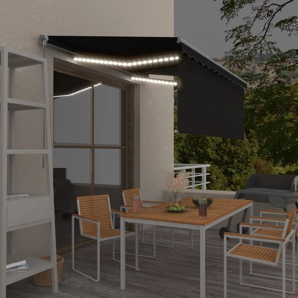vidaXL Markise Manuell Einziehbar mit Rollo & LED 3x2,5 m Anthrazit, 3069384