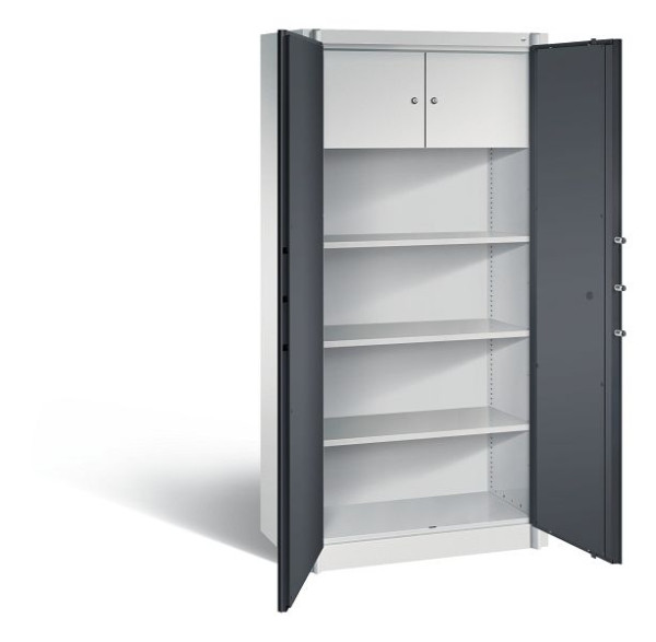 C+P Feuerschutzschrank Certos, H1950xB930xT500mm, Farbe: Lichtgrau / Schwarzgrau, Klinkengriff, 4 OH, 1170-200 S10032