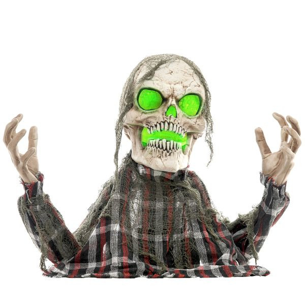 HOMCOM Halloweendekoration Groundbreaker-Skelett, biegsame Arme, leuchtende Augen, unheimliches Heulen, 844-877V00CG