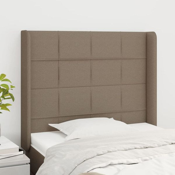 vidaXL Kopfteil mit Ohren Taupe 103x16x118/128 cm Stoff, 3119574