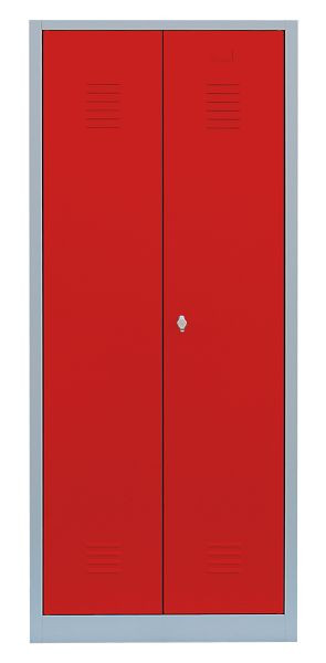 Lüllmann Stahl-Kleiderschrank / Garderobenschrank, 1800 x 800 x 500 mm, Lichtgrau/Feuerrot, 515424