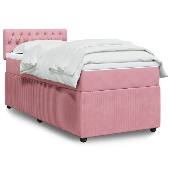 vidaXL Boxspringbett mit Matratze Rosa 100x200 cm Samt, 3287673
