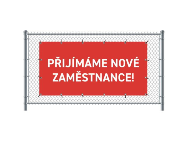 Showdown Displays Zaun-Banner 200 x 100 cm Wir Stellen Ein Tschechisch Rot, FBG200-100-I755